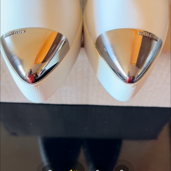Miu Miu Prada New! ❤️ White Nappa Leather Metal Point Cap Platform Sneak… - Picture 12 of 16